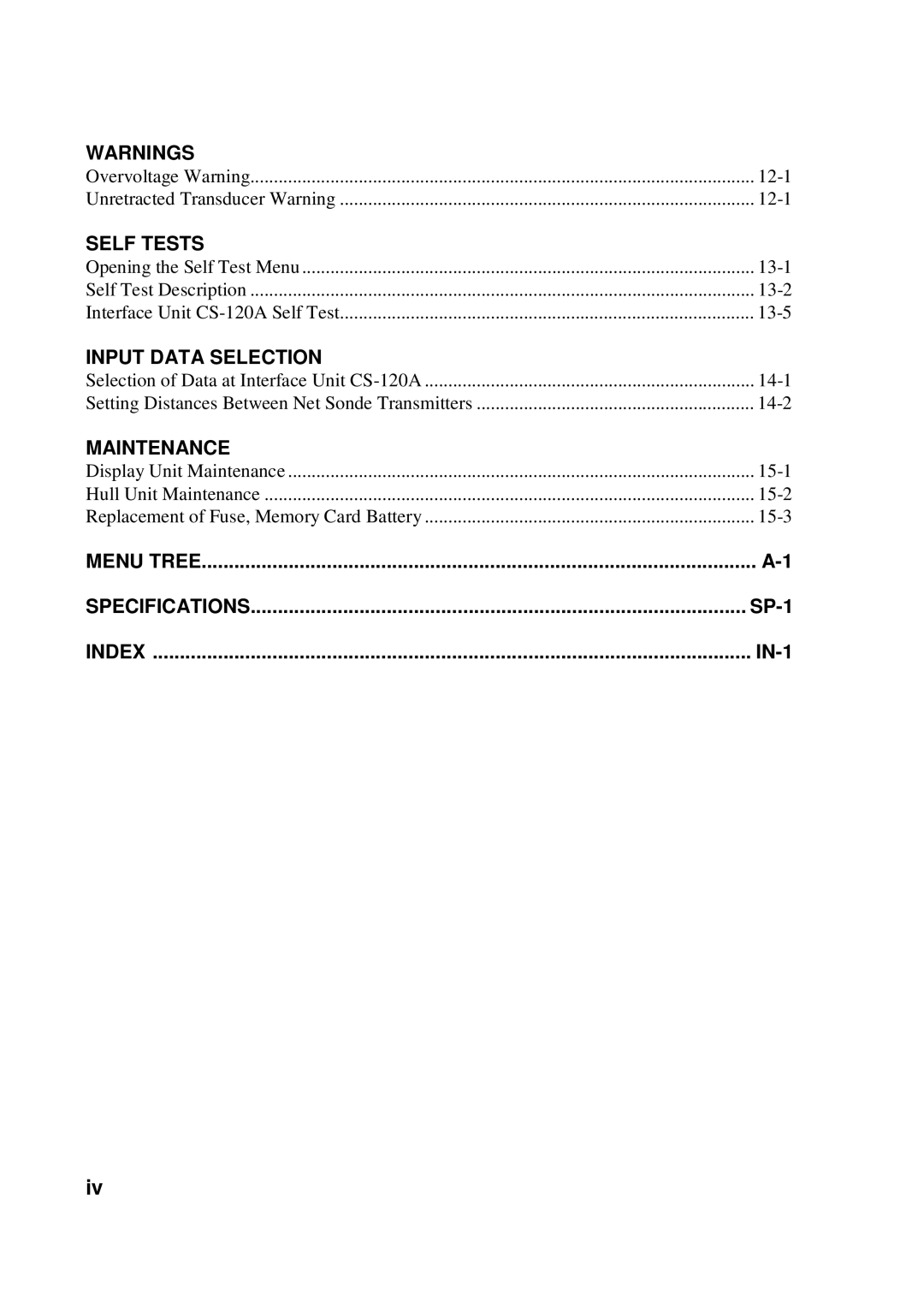 Furuno CSH-53 manual Self Tests 