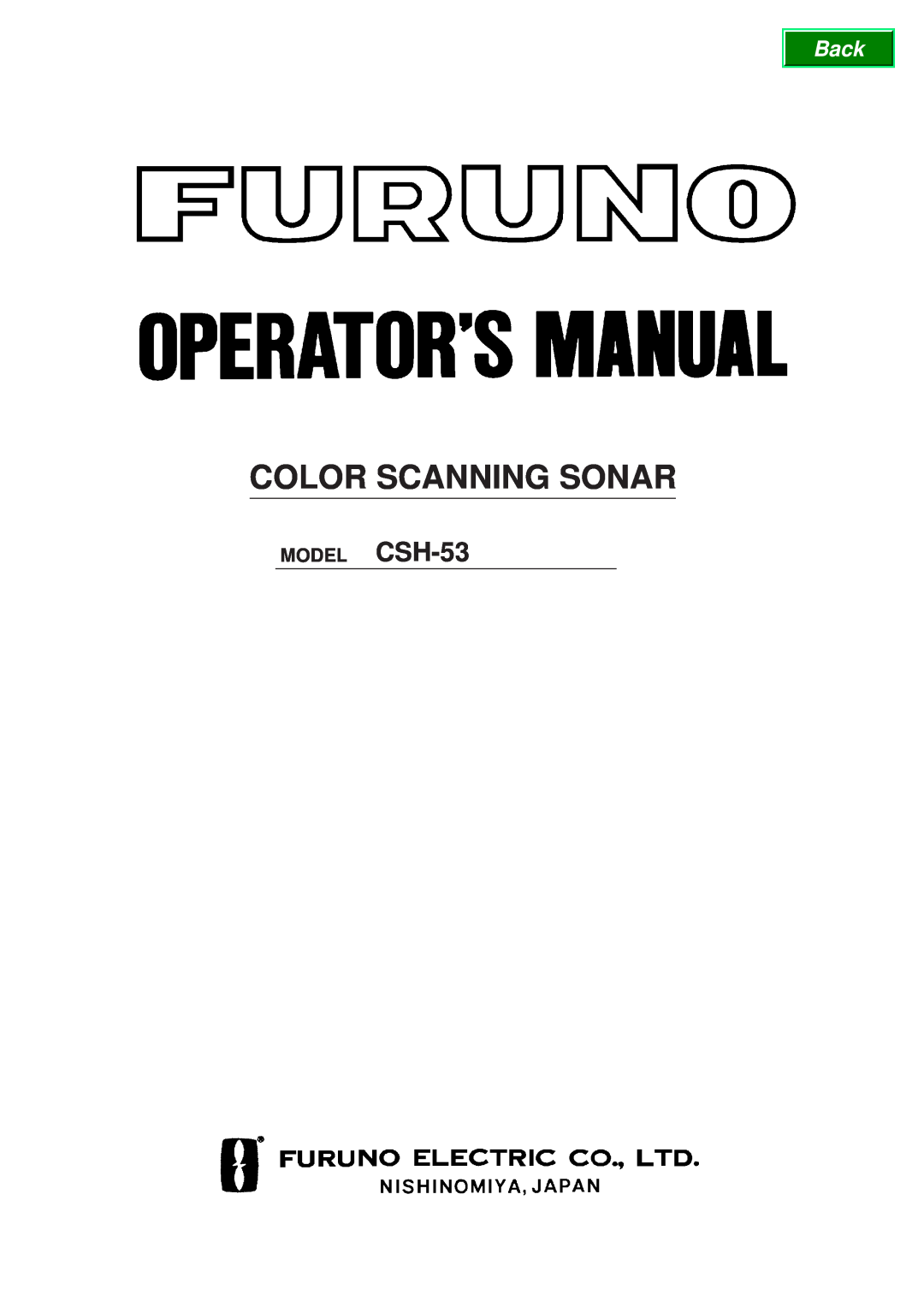 Furuno manual Color Scanning Sonar, MODEL CSH-53 