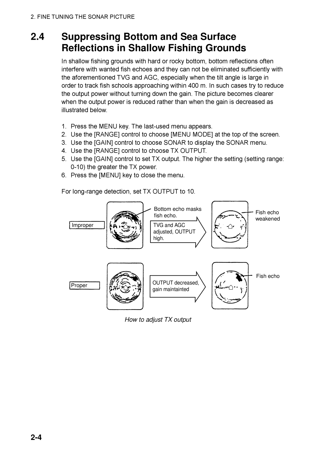 Furuno CSH-5L/CSH-8L manual How to adjust TX output 