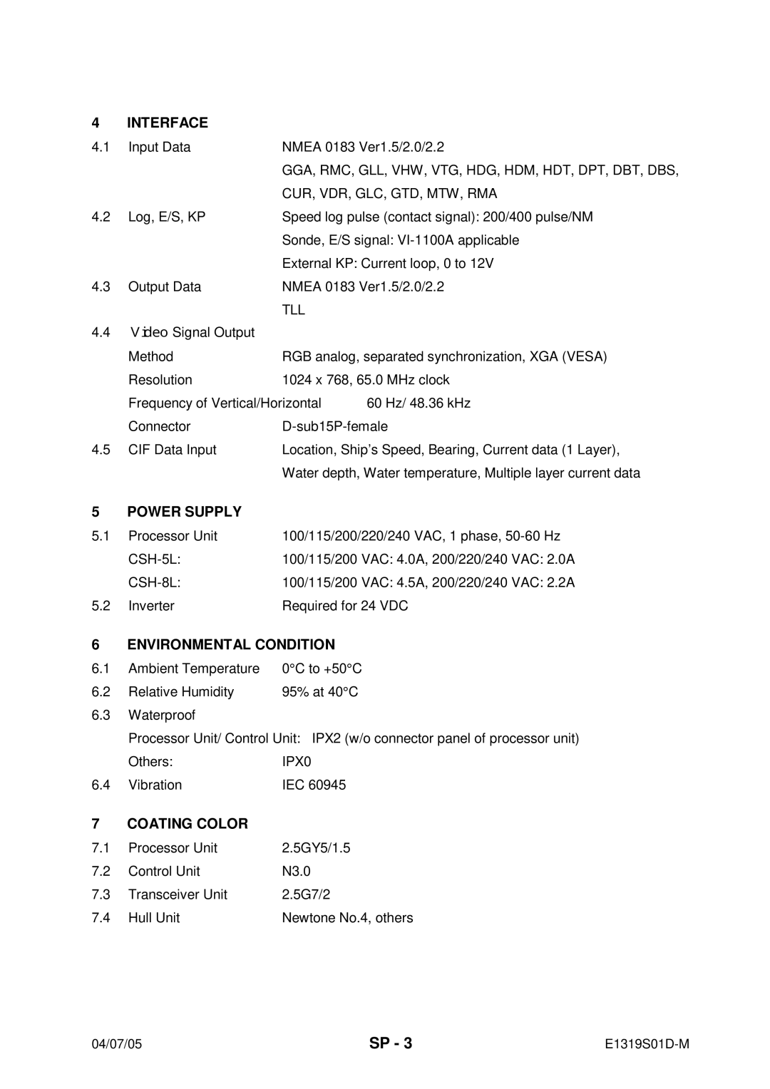 Furuno CSH-5L/CSH-8L manual Interface 