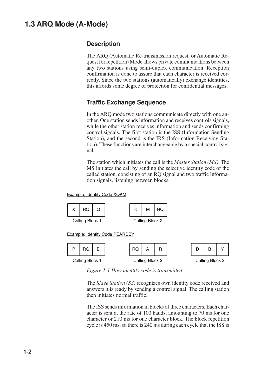 Furuno DP-6 manual ARQ Mode A-Mode, Description, Traffic Exchange Sequence 