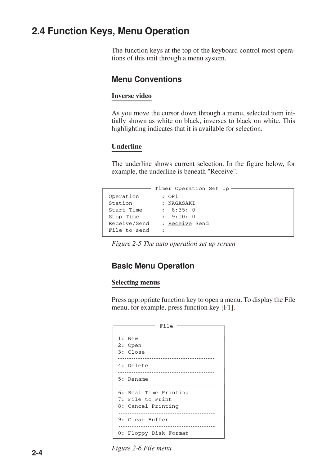 Furuno DP-6 manual Function Keys, Menu Operation, Menu Conventions, Basic Menu Operation 