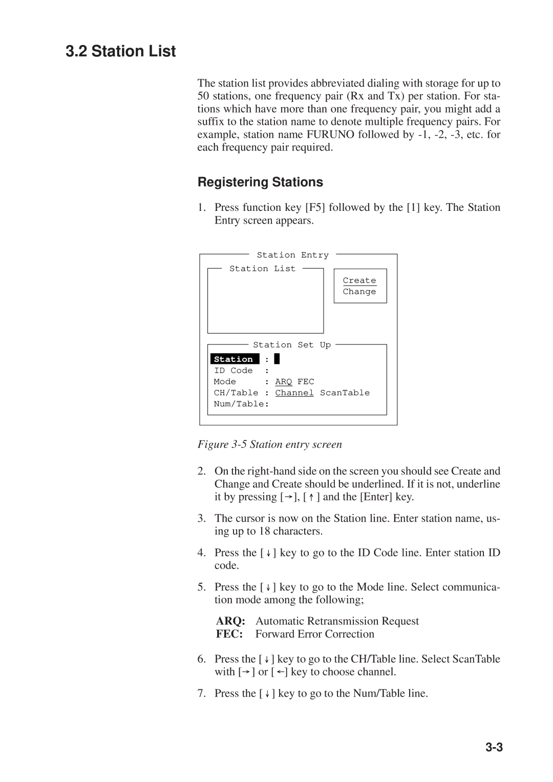 Furuno DP-6 manual Station List, Registering Stations 