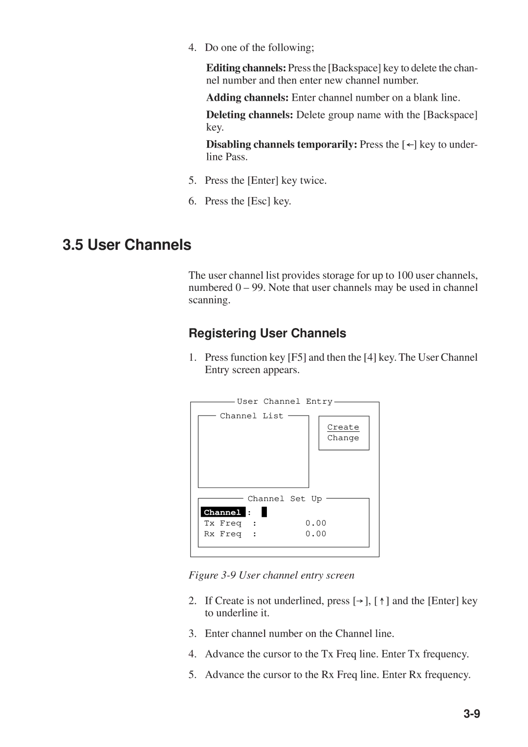 Furuno DP-6 manual Registering User Channels 