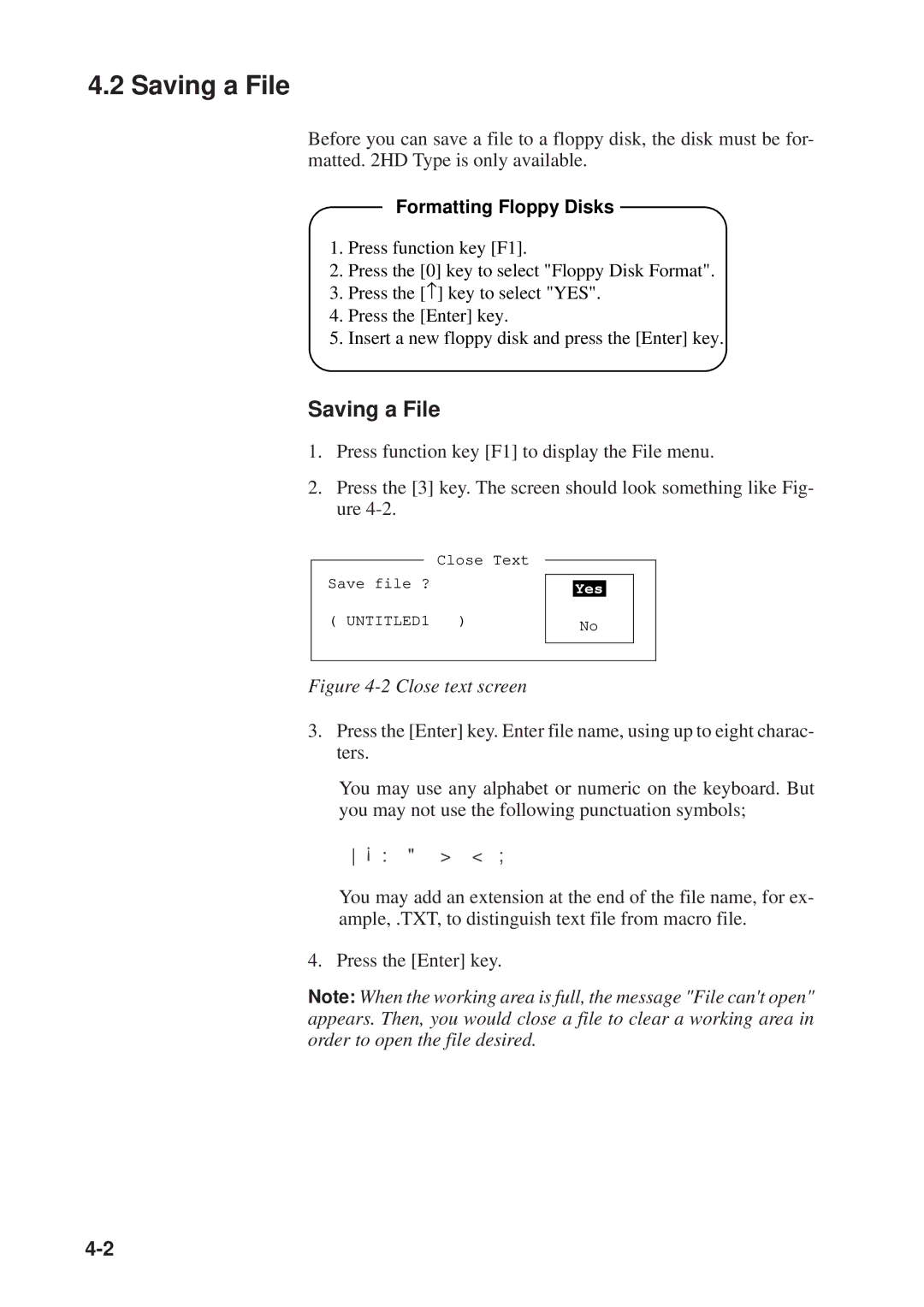 Furuno DP-6 manual Saving a File 