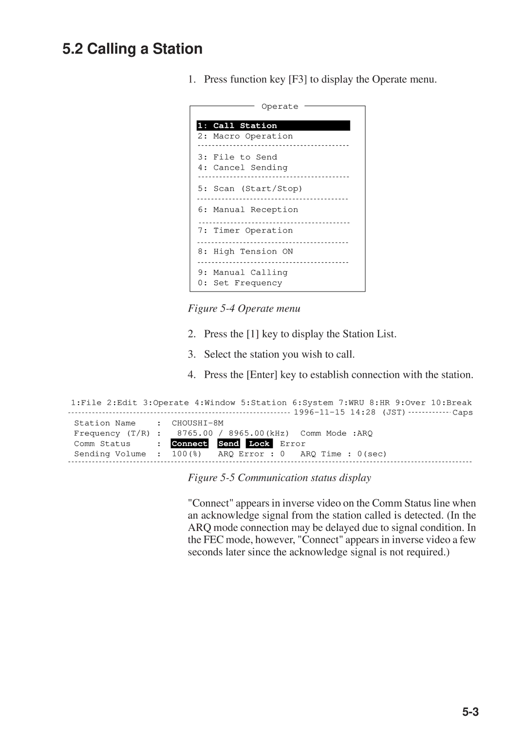 Furuno DP-6 manual Calling a Station, Communication status display 