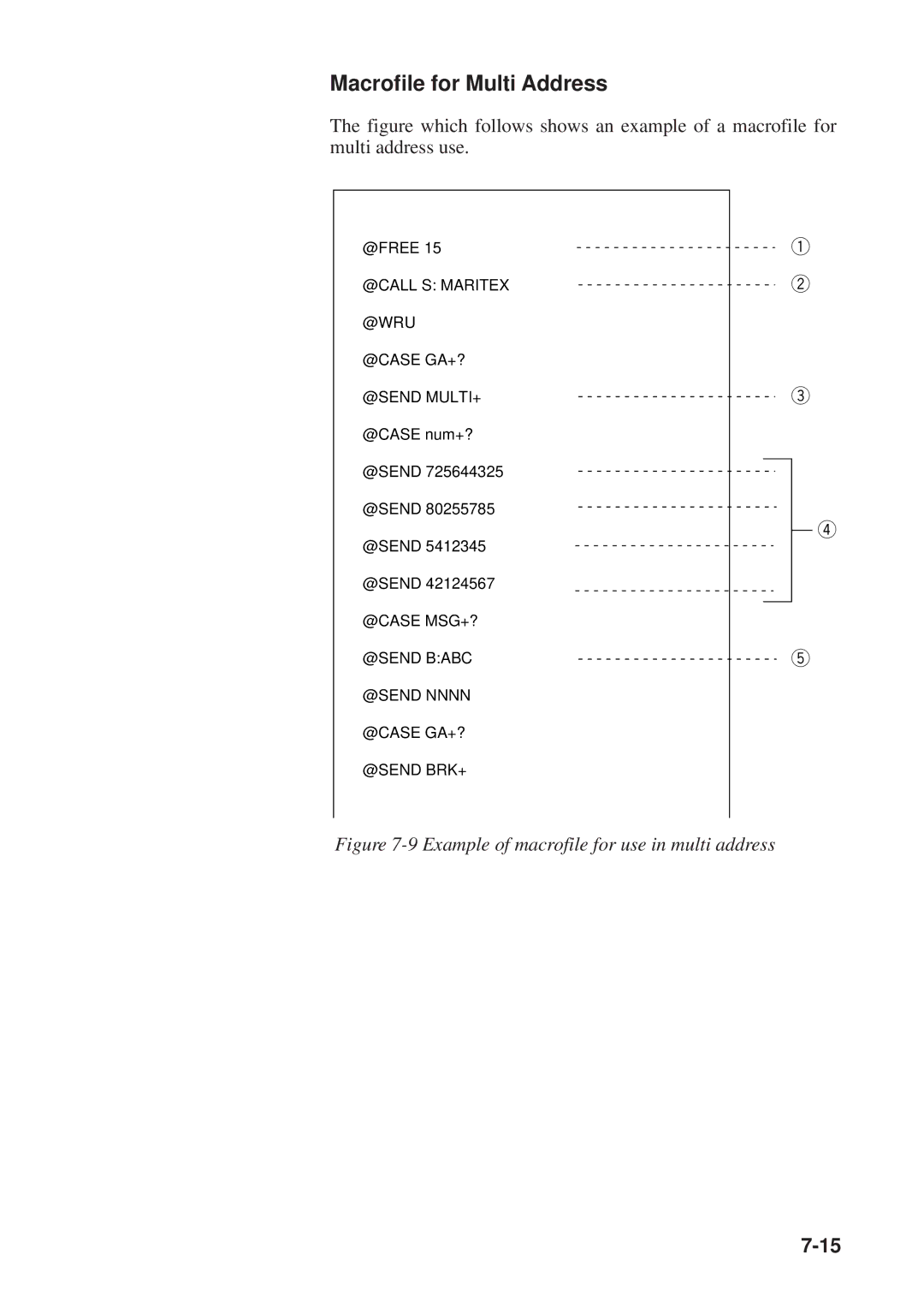 Furuno DP-6 manual Macrofile for Multi Address, Example of macrofile for use in multi address 