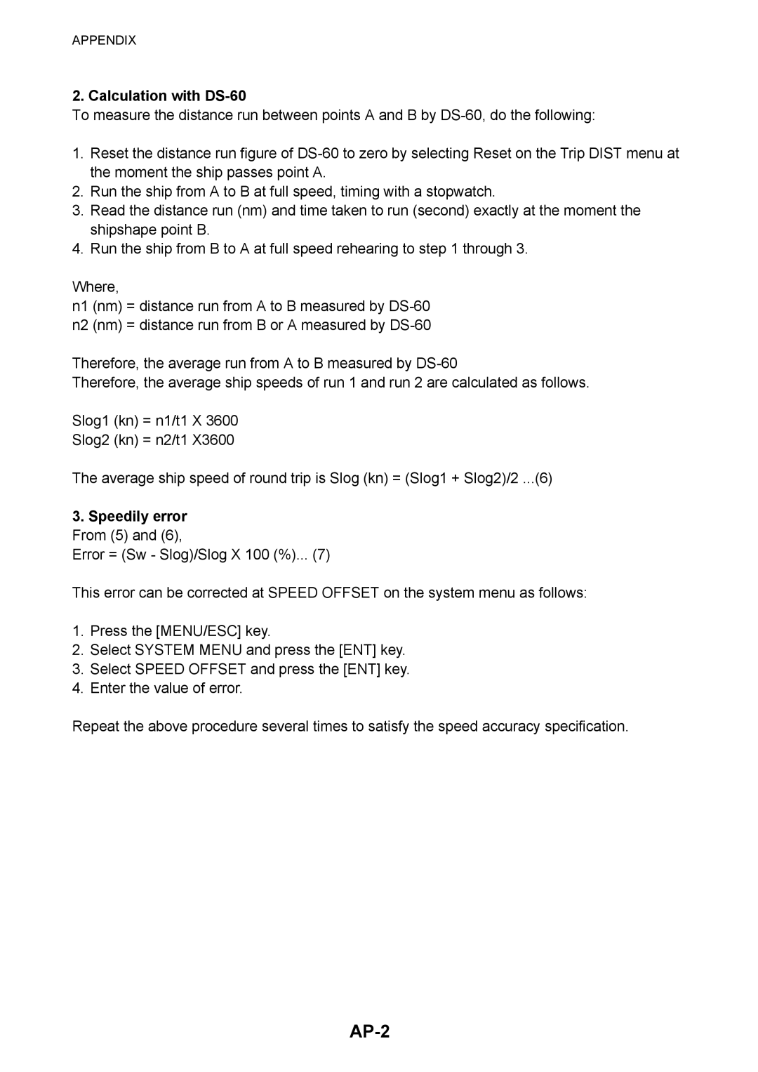 Furuno installation manual AP-2, Calculation with DS-60 