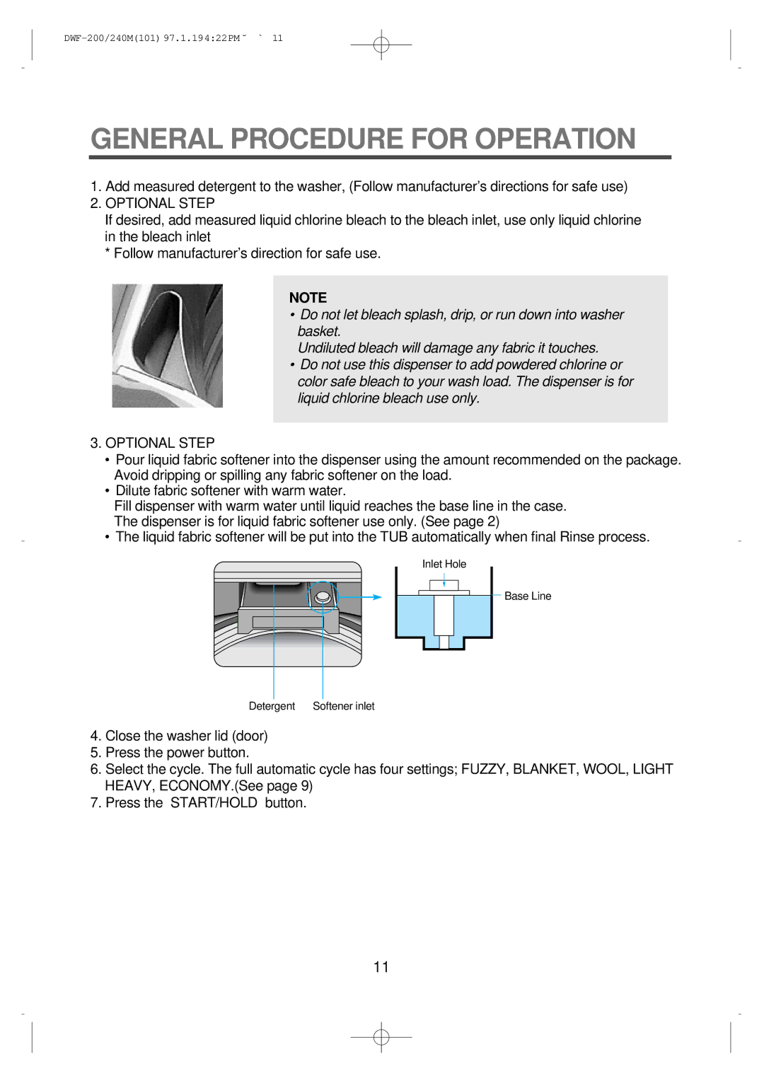 Furuno DWF-240M, DWF-200M instruction manual General Procedure for Operation, Optional Step 