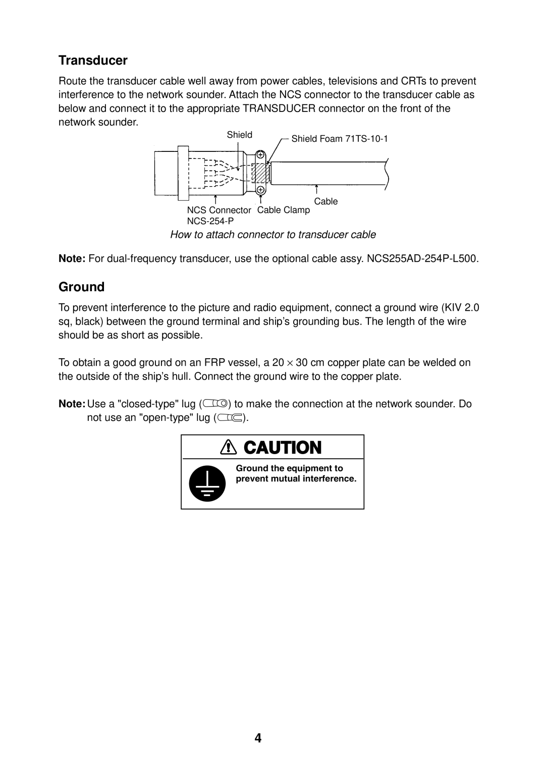 Furuno ETR-30N manual Transducer, Ground, How to attach connector to transducer cable 