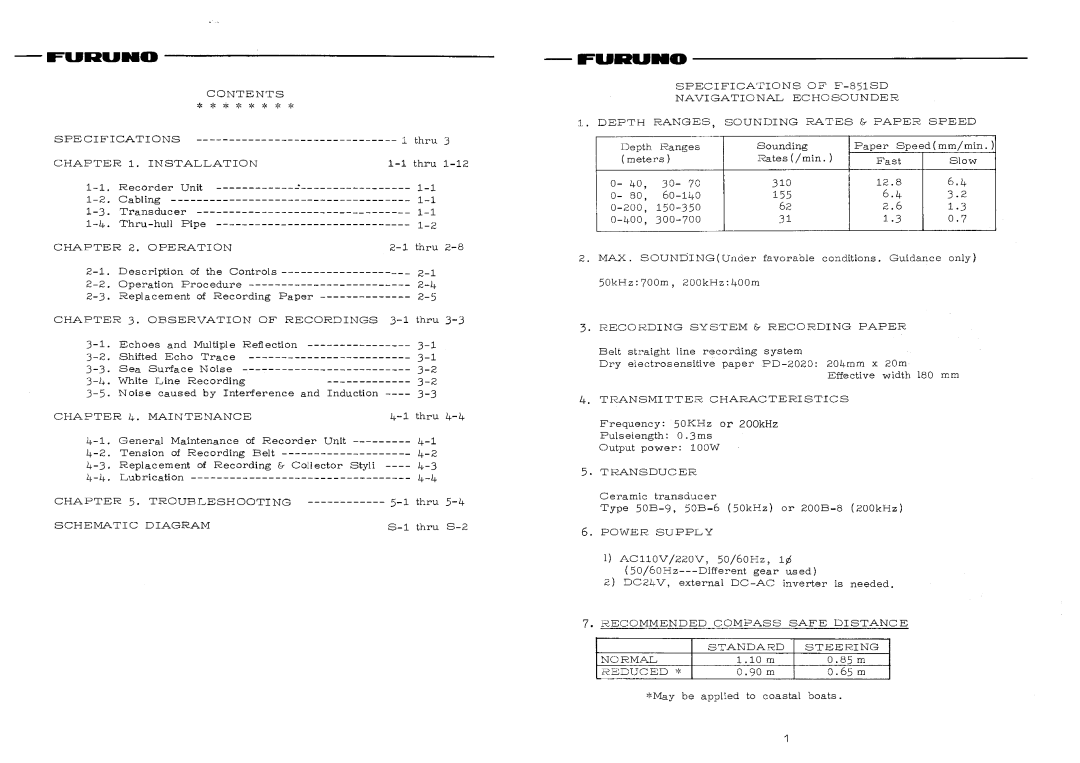 Furuno F-851SD manual 