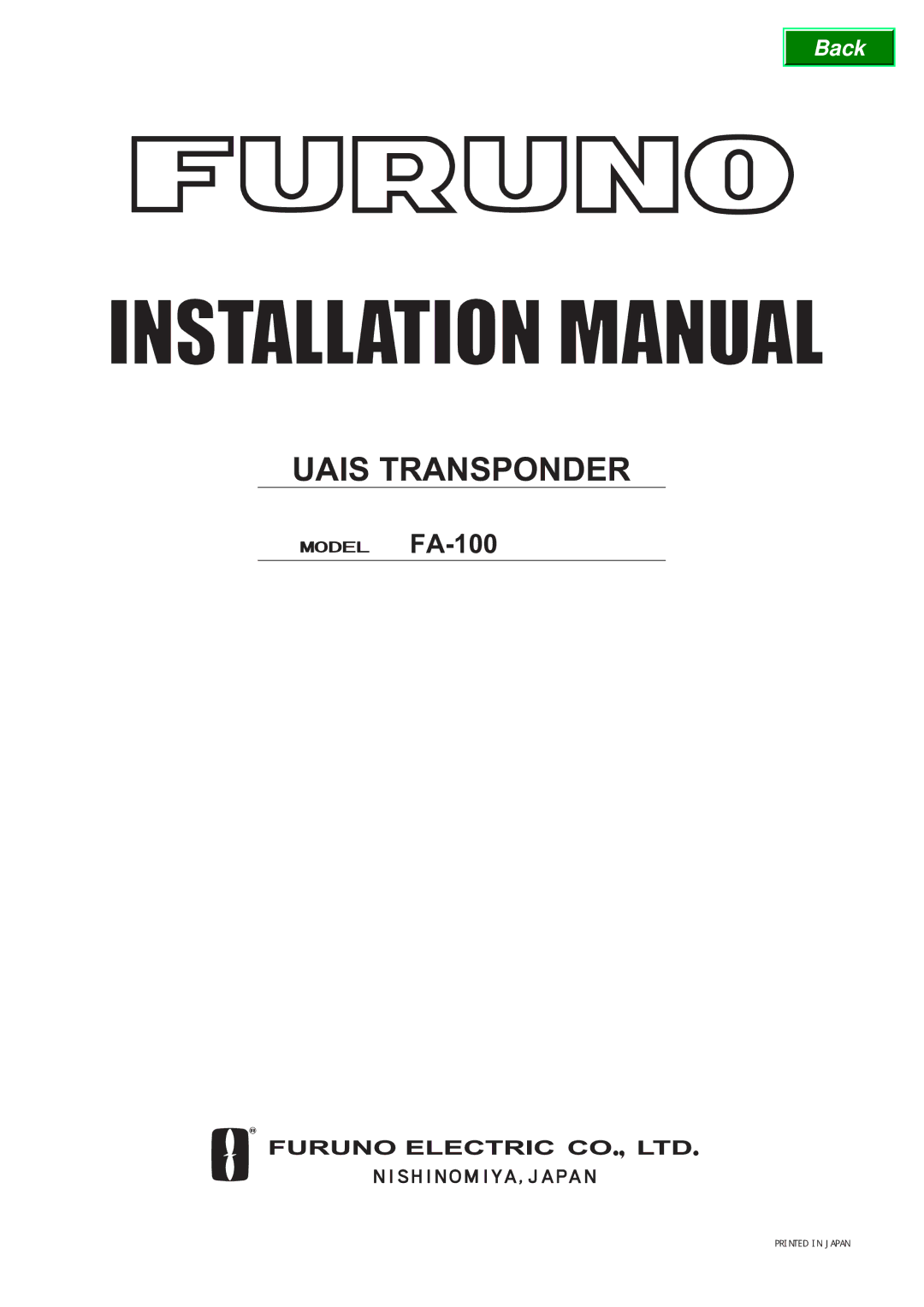Furuno FA-100 manual Uais Transponder 