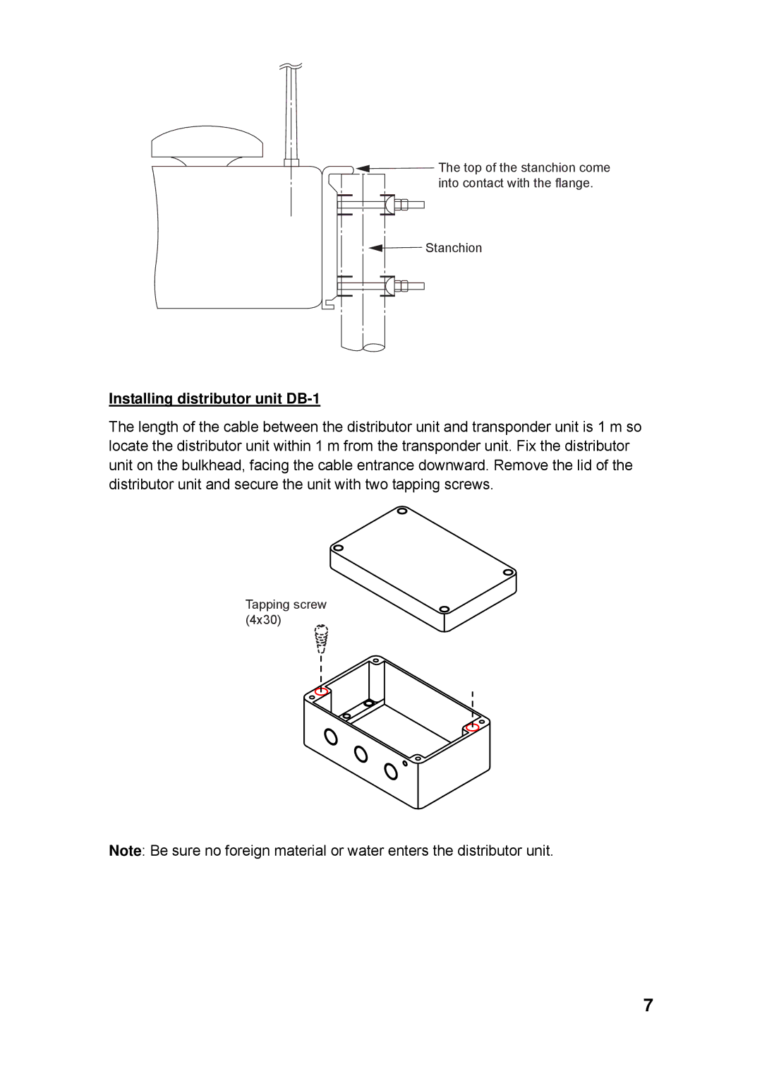 Furuno FA-100 manual Installing distributor unit DB-1 