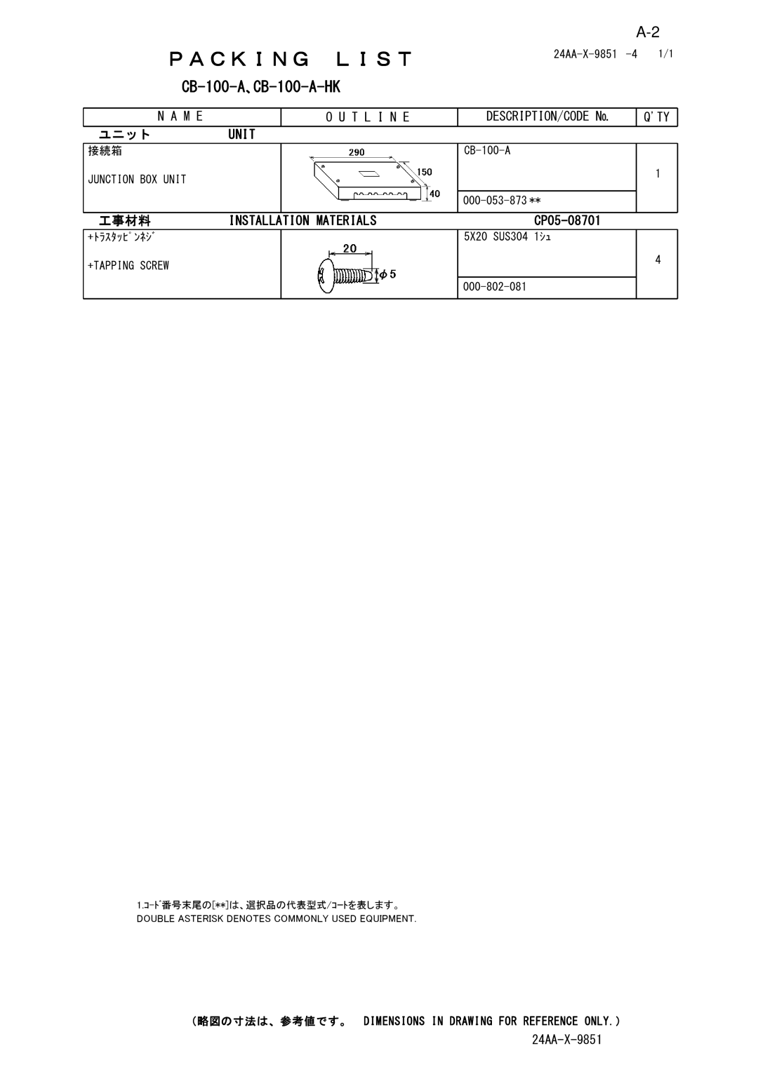 Furuno FA-100 manual CB-100-A､CB-100-A-HK 