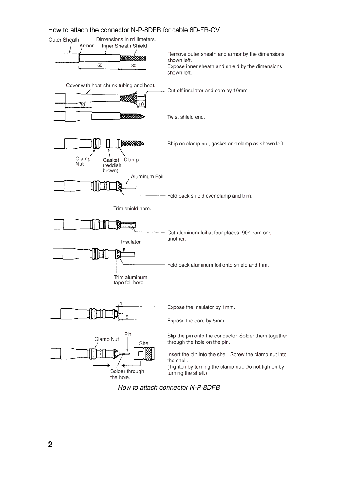 Furuno FA-100 manual How to attach connector N-P-8DFB 