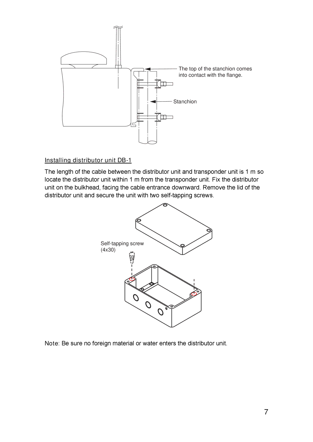 Furuno FA-150 installation manual Installing distributor unit DB-1 