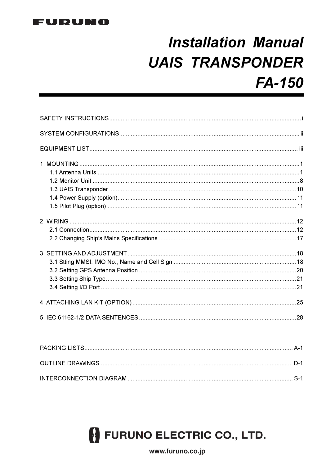 Furuno FA-150 installation manual Uais Transponder 