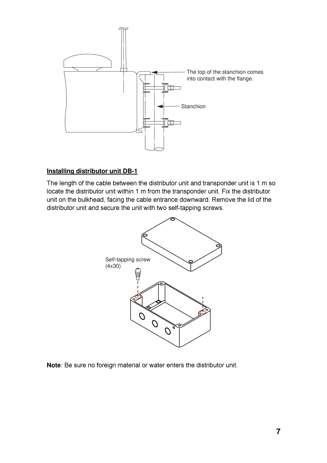 Furuno FA-150 installation manual Installing distributor unit DB-1 