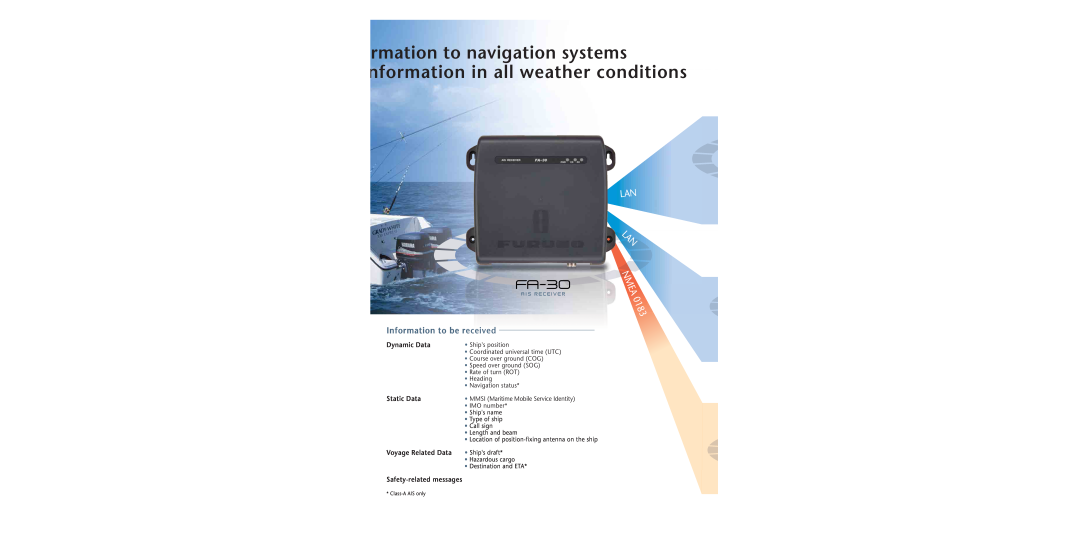 Furuno FA30 rmation to navigation systems nformation in all weather conditions, Information to be received, Nme A 