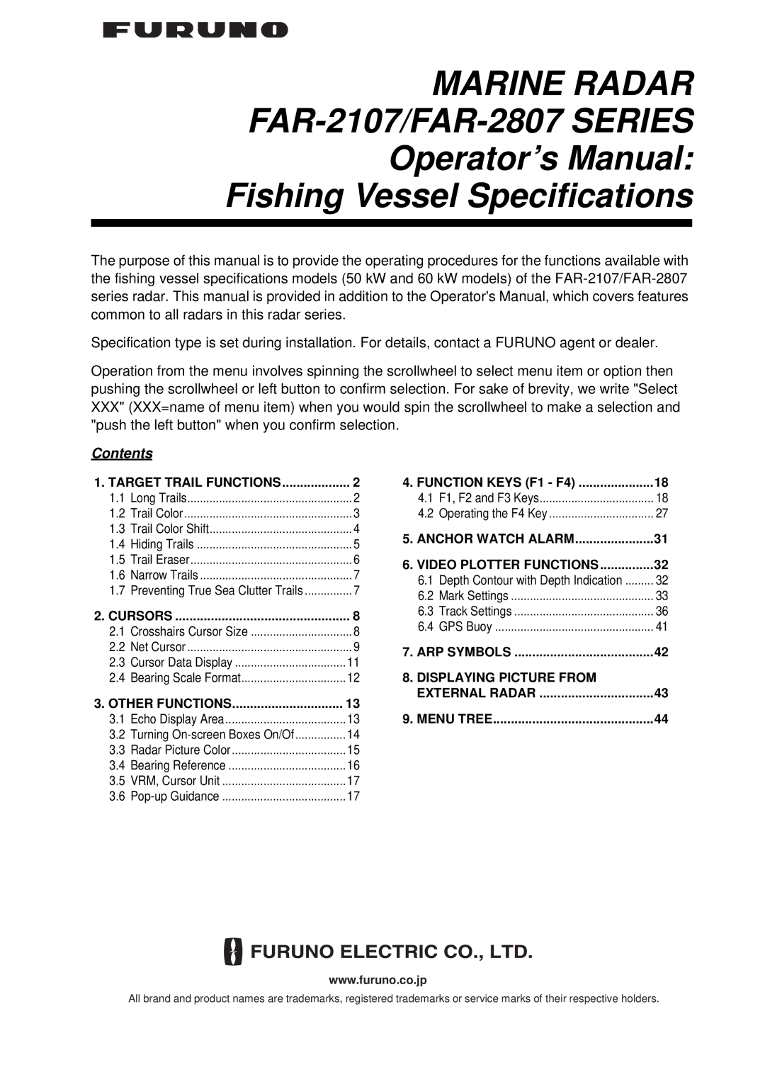 Furuno FAR-2107 specifications Marine Radar 