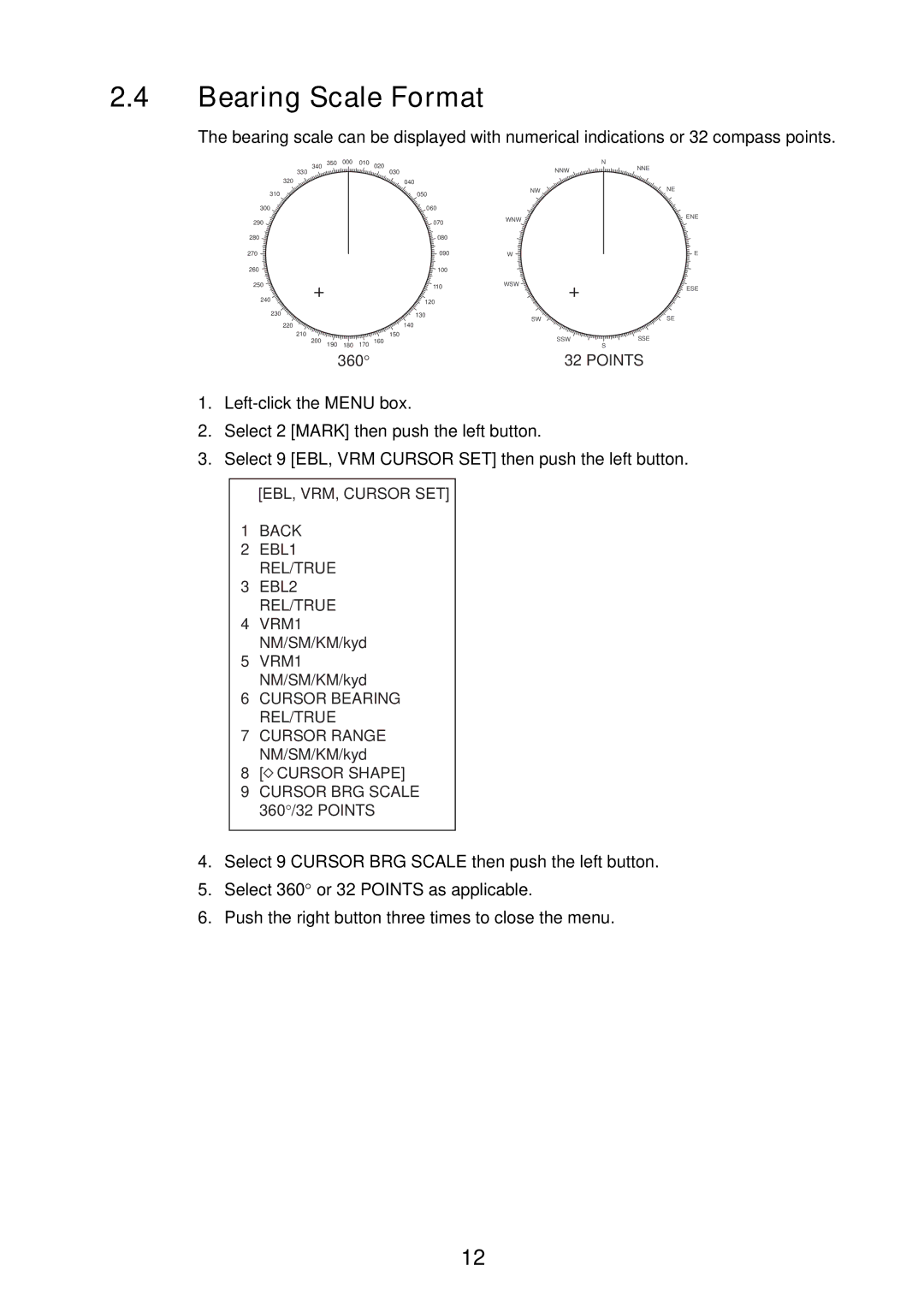 Furuno FAR-2107 specifications Bearing Scale Format 