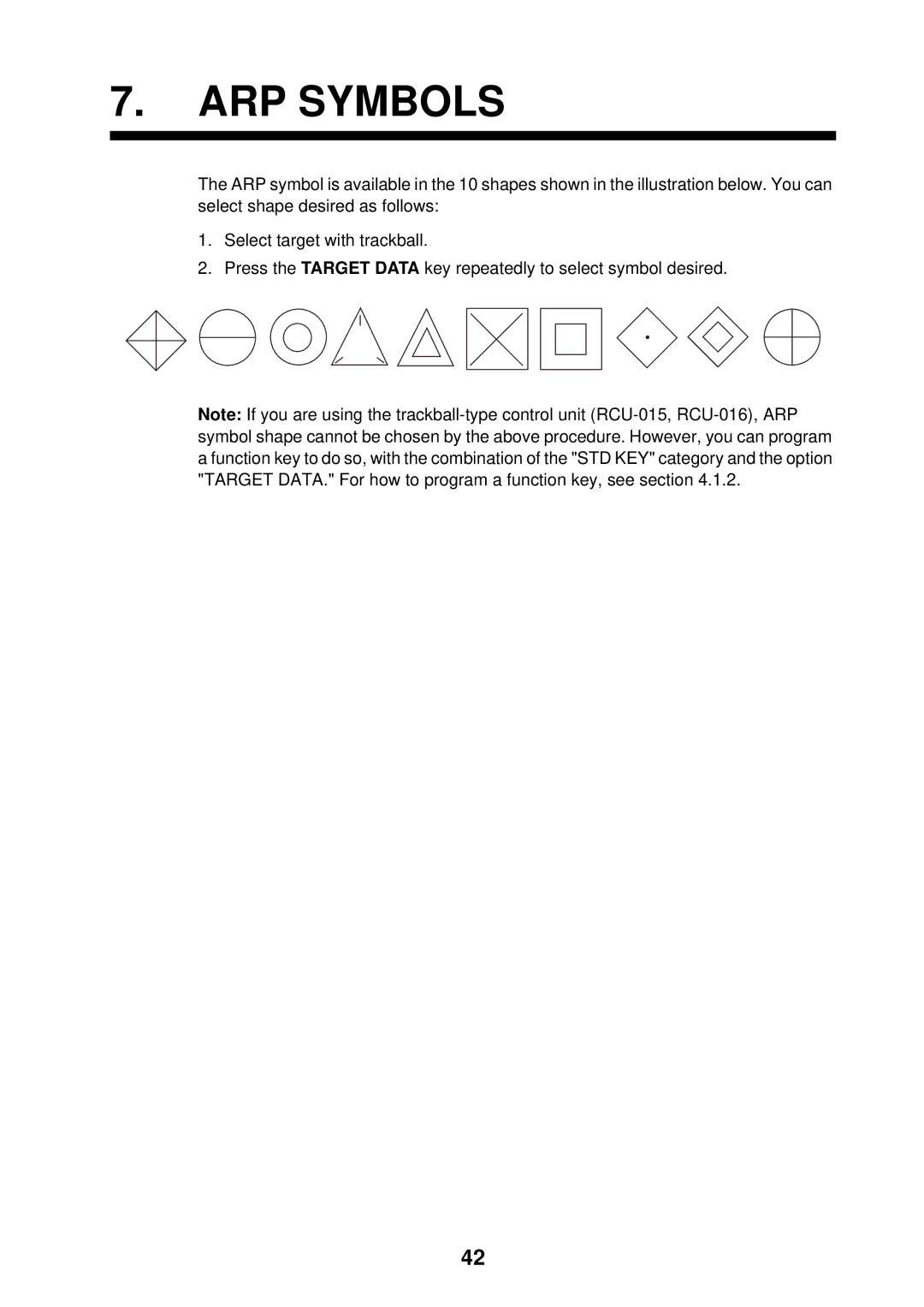 Furuno FAR-2107 specifications ARP Symbols 