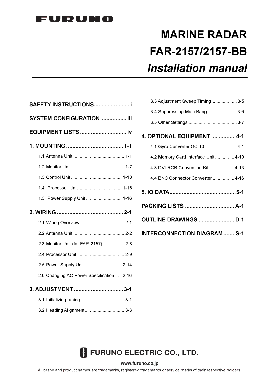 Furuno FAR-2157 installation manual Installation manual 