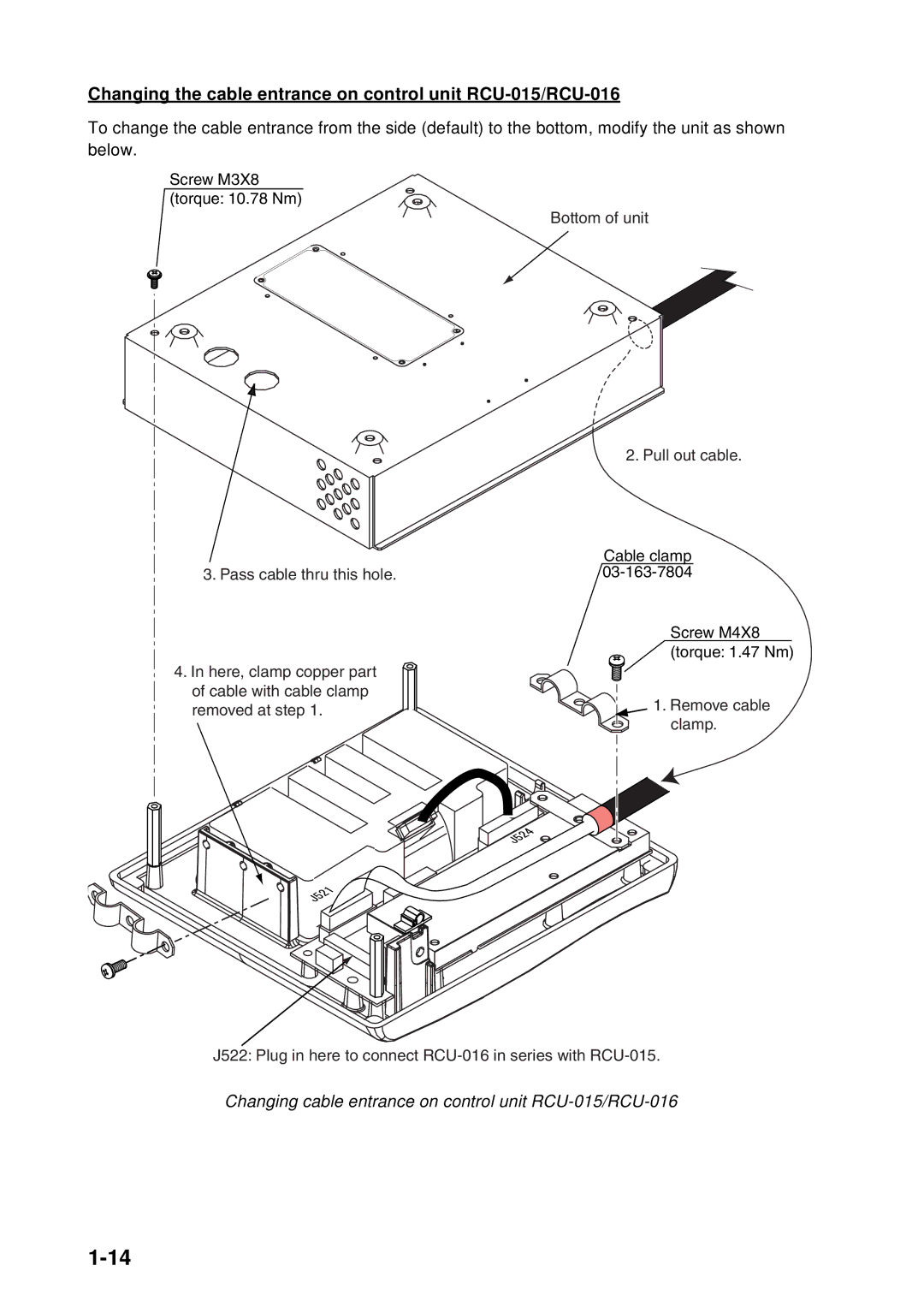 Furuno FAR-2157 installation manual Changing the cable entrance on control unit RCU-015/RCU-016 