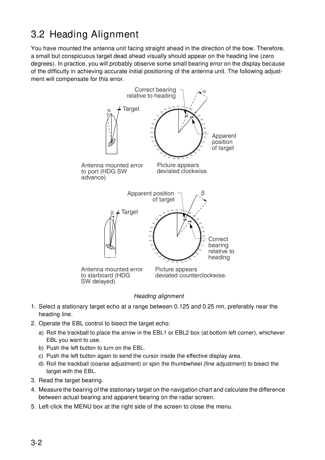 Furuno FAR-2157 installation manual Heading Alignment, Heading alignment 