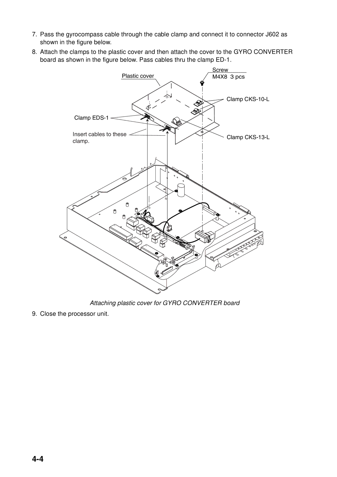 Furuno FAR-2157 installation manual Attaching plastic cover for Gyro Converter board 