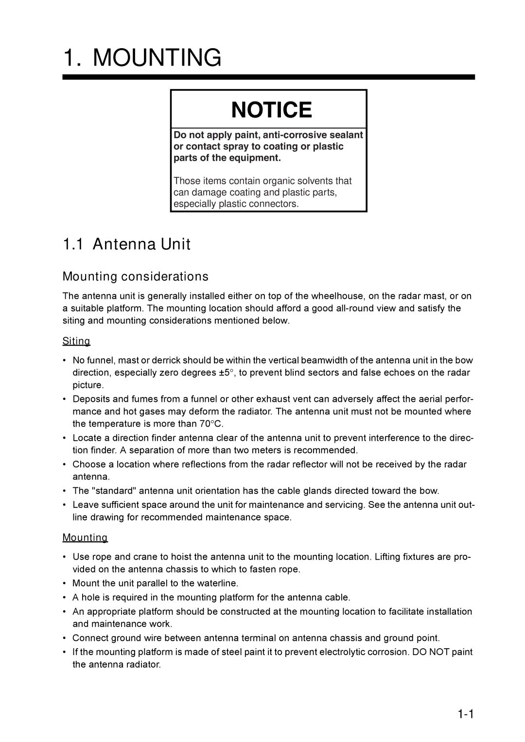 Furuno FAR-2157 installation manual Antenna Unit, Mounting considerations, Siting 