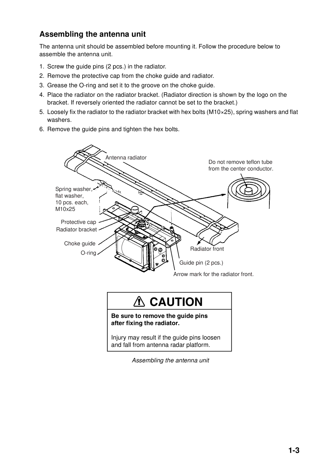 Furuno FAR-2167DS-D, FAR-2167DS-BB installation manual Assembling the antenna unit 