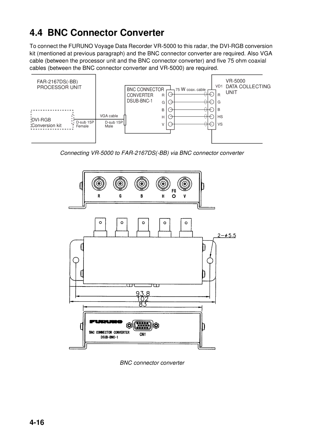 Furuno FAR-2167DS-BB, FAR-2167DS-D installation manual BNC Connector Converter, Dvi-Rgb 