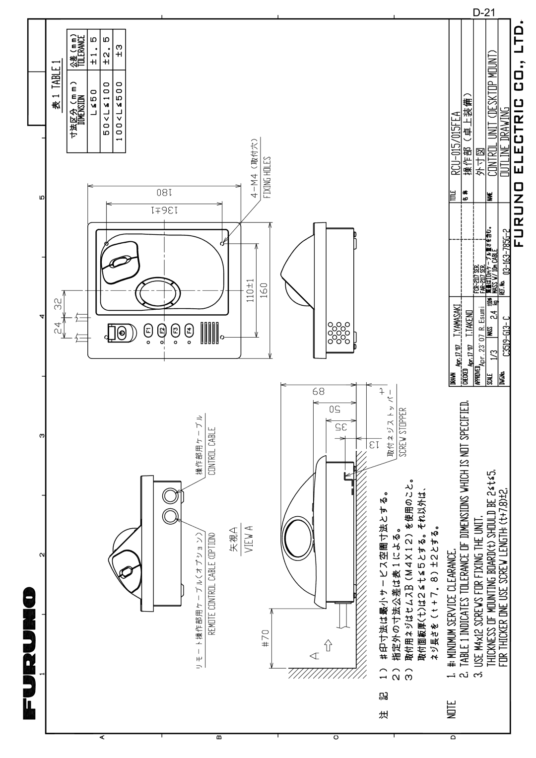 Furuno FAR-2827, FAR-2127-BB, FAR-2117-BB, FAR-2817 installation manual Esumi 