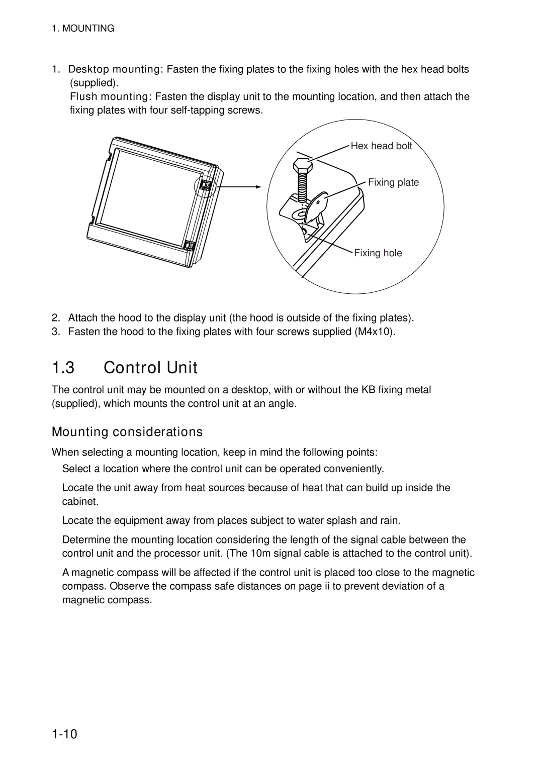 Furuno FAR-2827, FAR-2127-BB, FAR-2117-BB, FAR-2817 installation manual Control Unit, Mounting considerations 