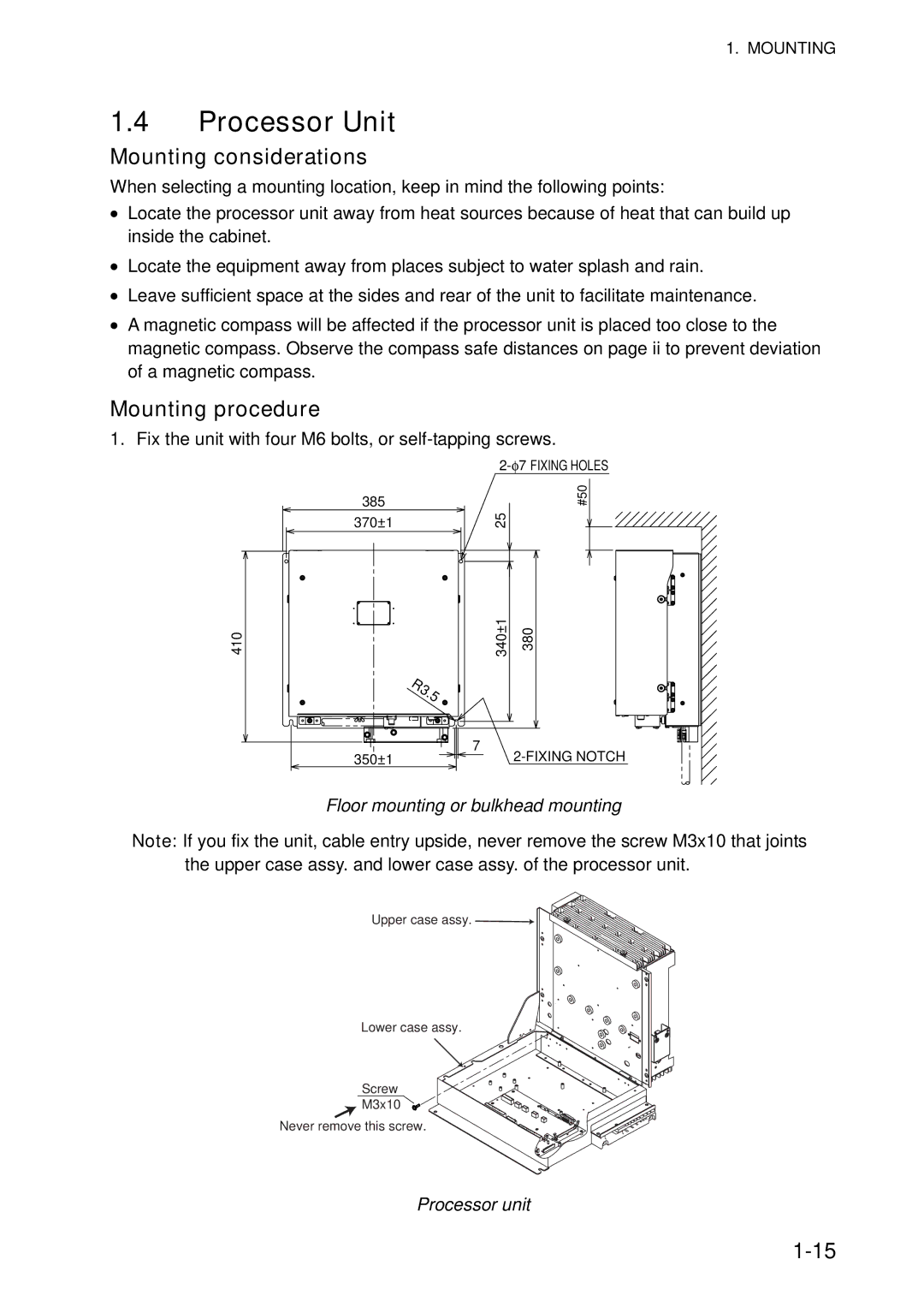 Furuno FAR-2827, FAR-2127-BB, FAR-2117-BB, FAR-2817 Processor Unit, Floor mounting or bulkhead mounting, Processor unit 