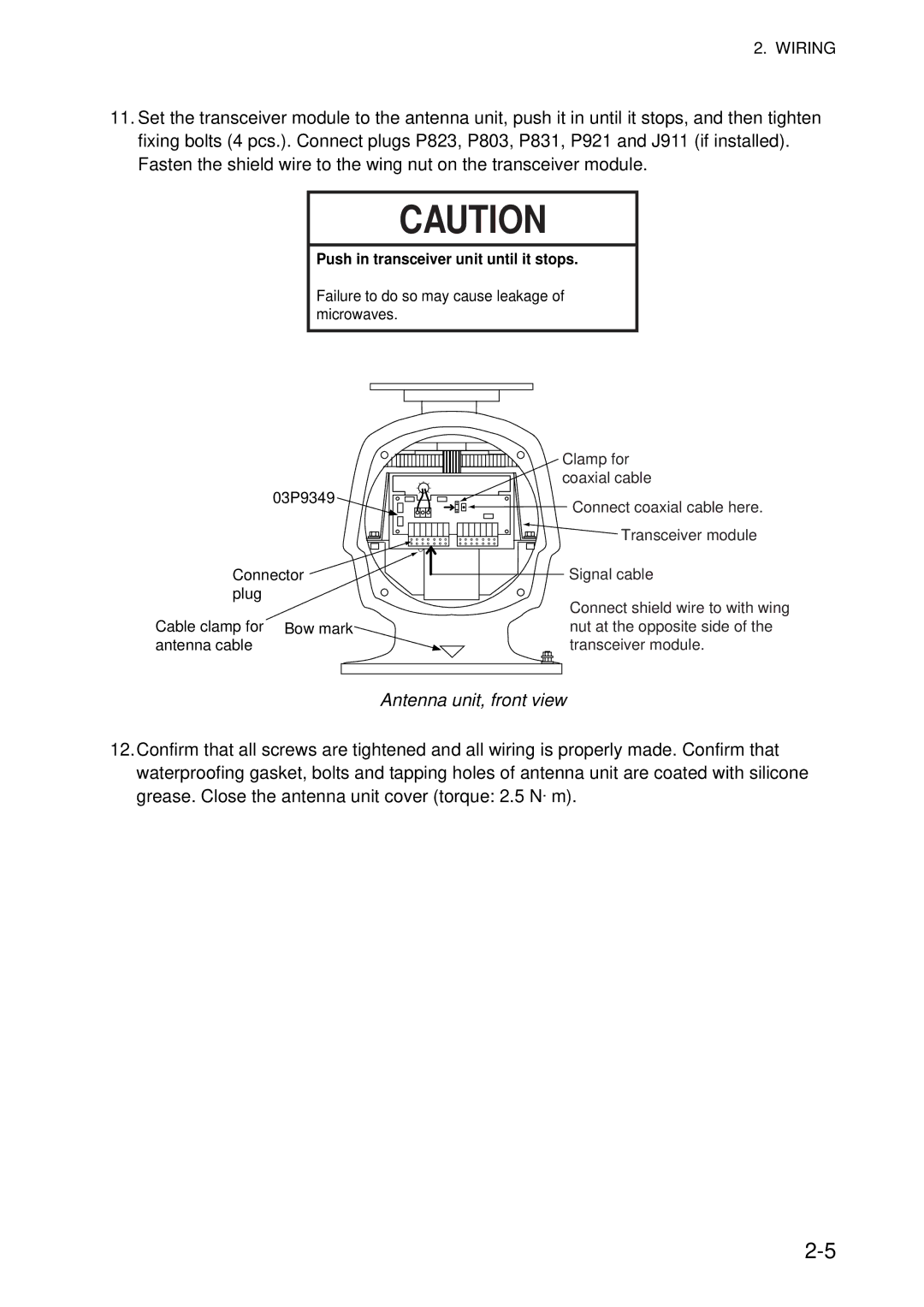 Furuno FAR-2827, FAR-2127-BB, FAR-2117-BB, FAR-2817 installation manual Push in transceiver unit until it stops 