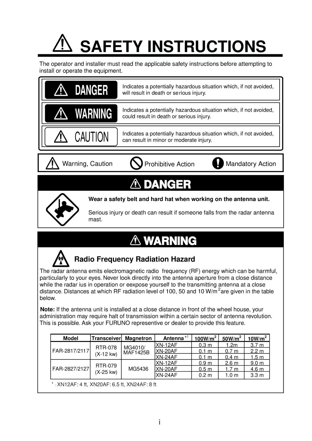 Furuno FAR-2817, FAR-2827, FAR-2127-BB, FAR-2117-BB installation manual Safety Instructions 