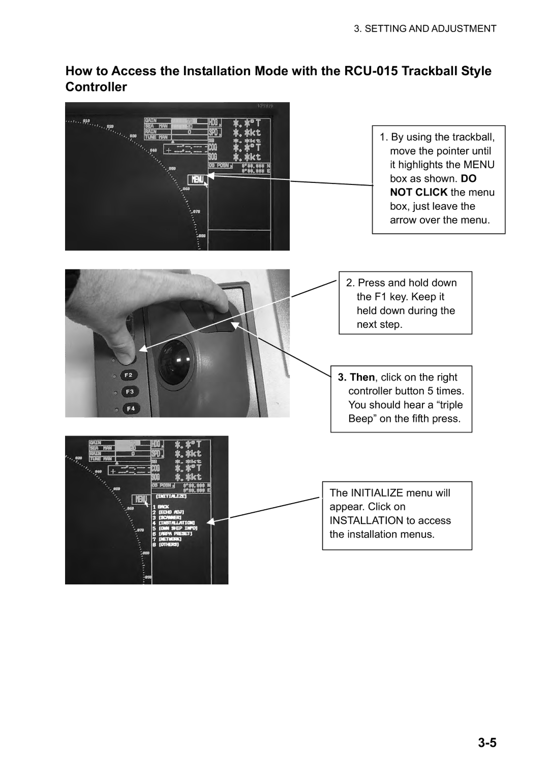 Furuno FAR-2127-BB, FAR-2827, FAR-2117-BB, FAR-2817 installation manual Setting and Adjustment 