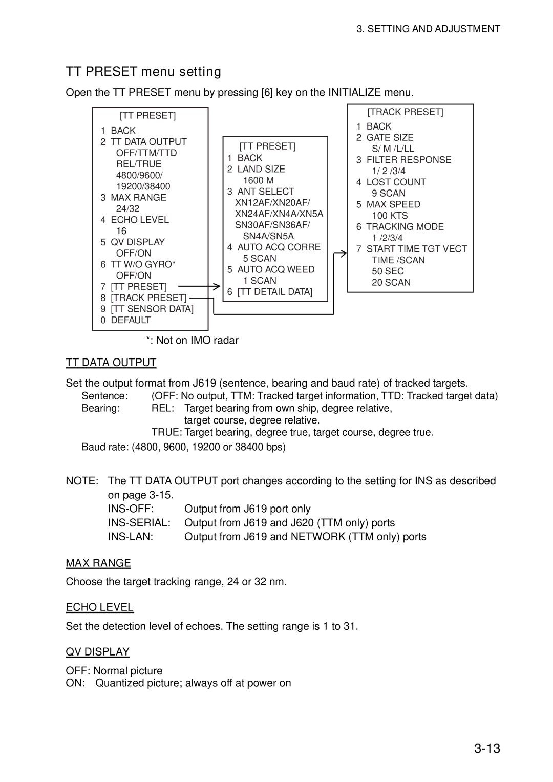 Furuno FAR-2817, FAR-2827, FAR-2127-BB, FAR-2117-BB installation manual TT Preset menu setting, TT Data Output 