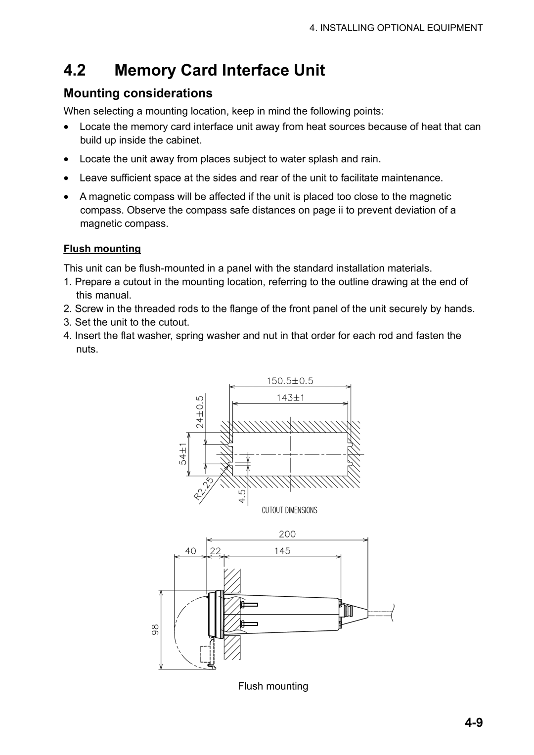 Furuno FAR-2817, FAR-2827, FAR-2127-BB, FAR-2117-BB installation manual Memory Card Interface Unit, Mounting considerations 