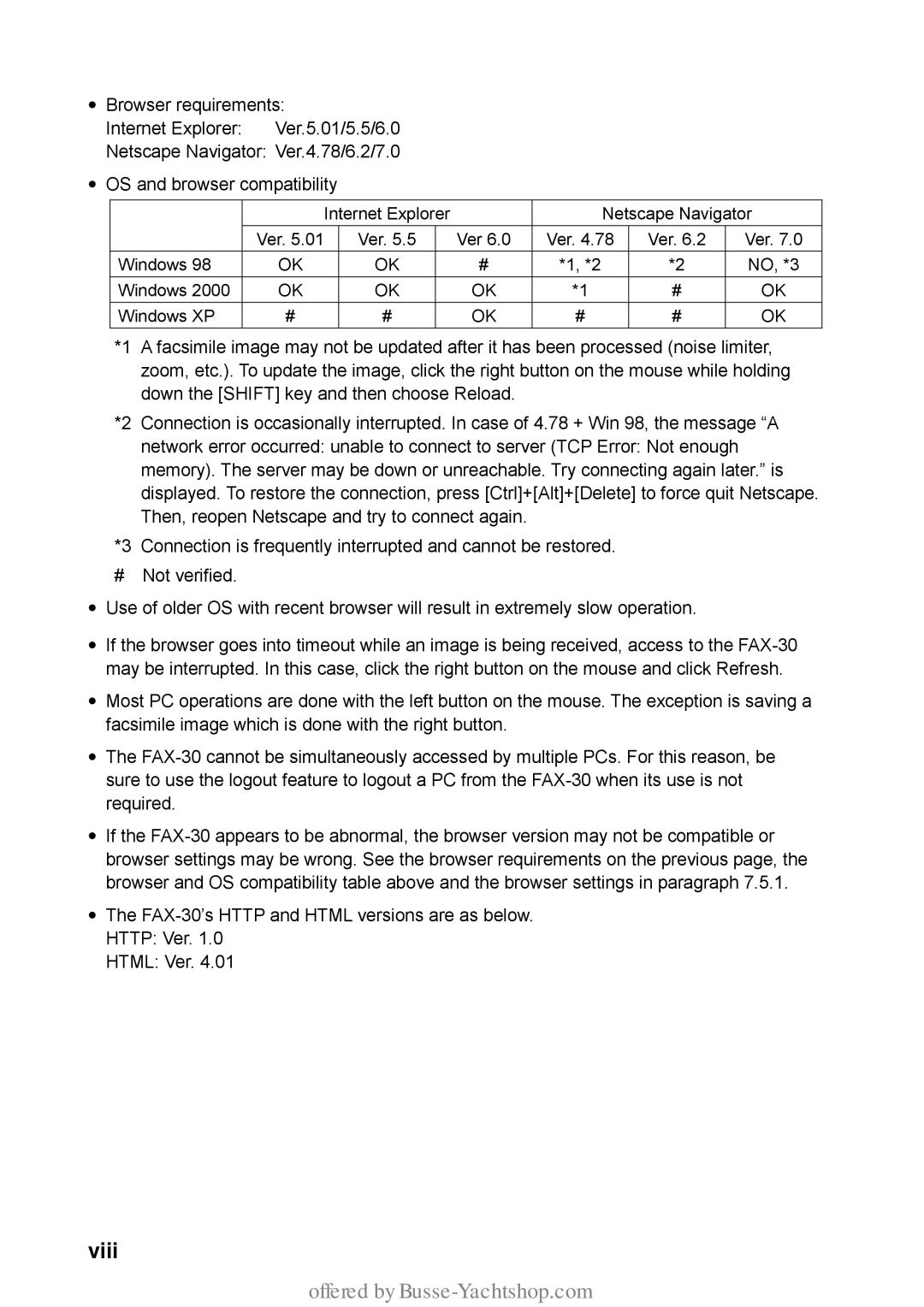 Furuno FAX-30 manual Viii 