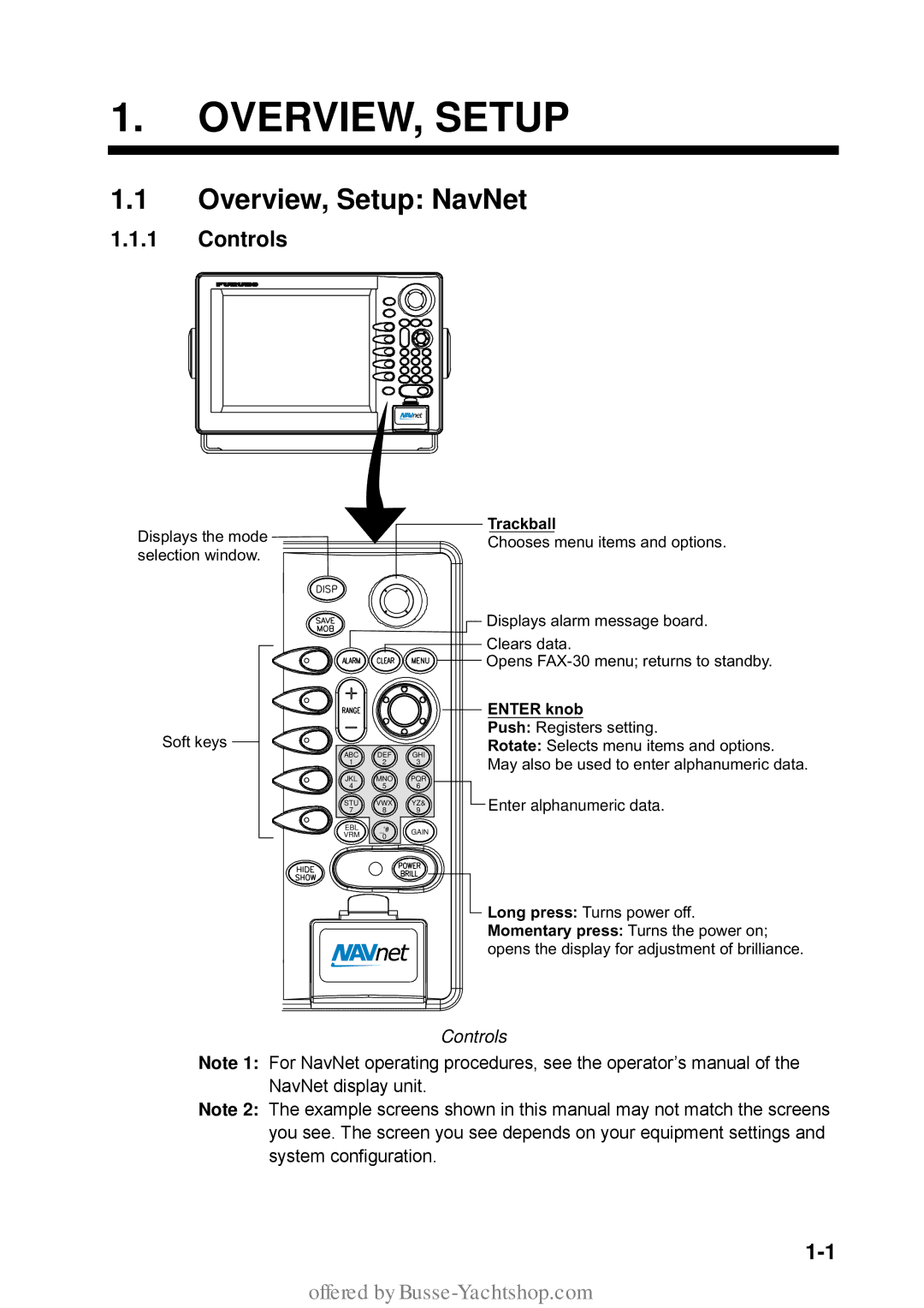 Furuno FAX-30 manual OVERVIEW, Setup, Overview, Setup NavNet, Controls 