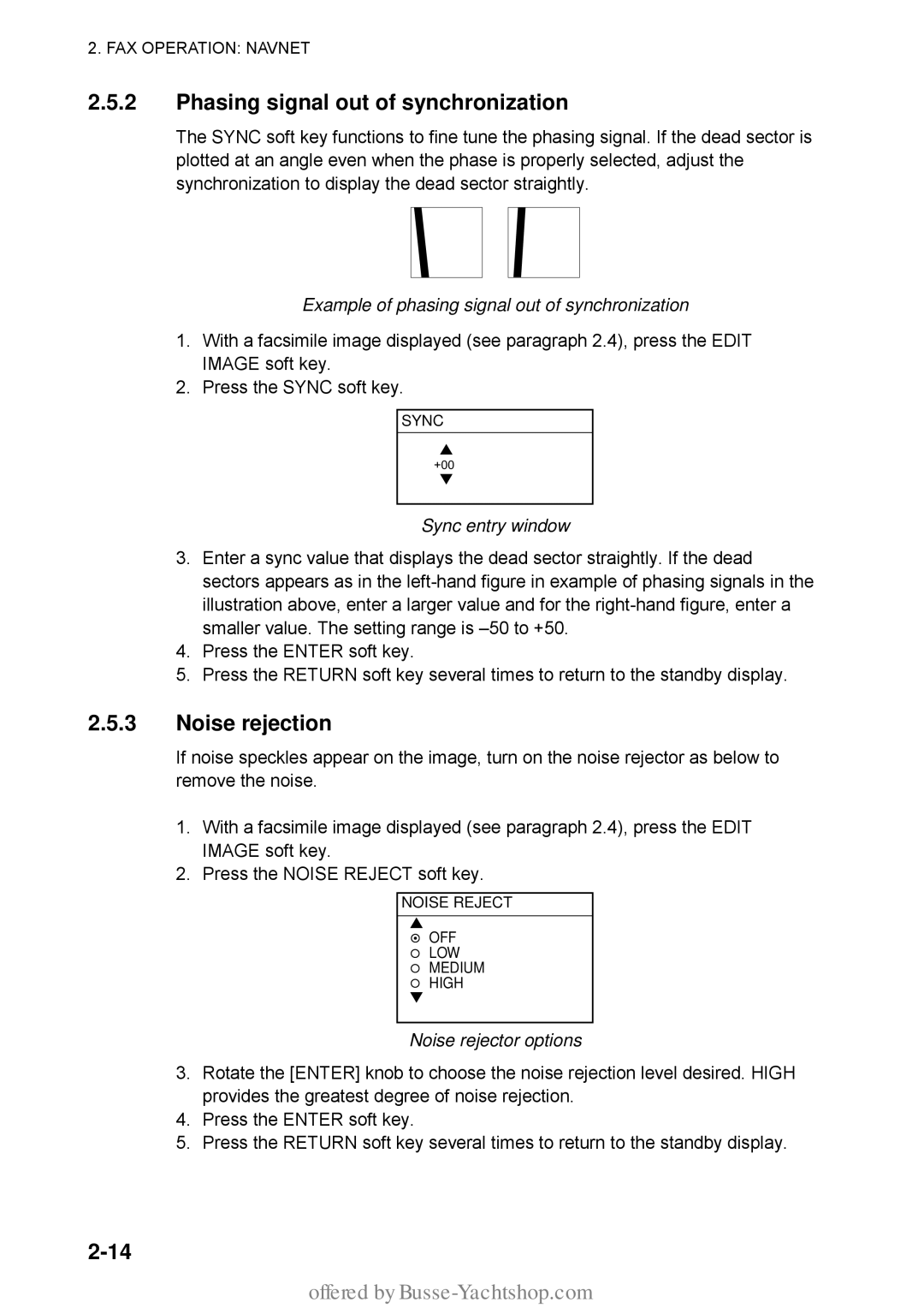 Furuno FAX-30 Phasing signal out of synchronization, Noise rejection, Example of phasing signal out of synchronization 