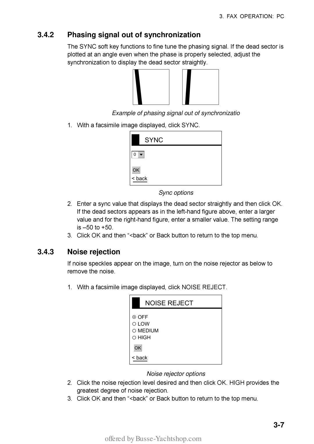 Furuno FAX-30 manual Example of phasing signal out of synchronizatio, Sync options 