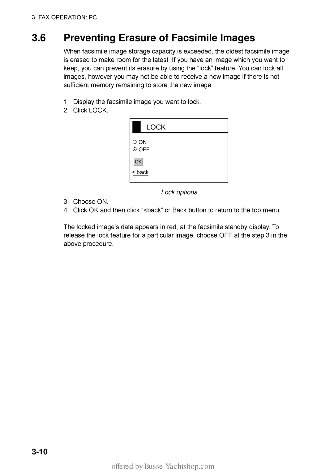 Furuno FAX-30 manual Lock options 