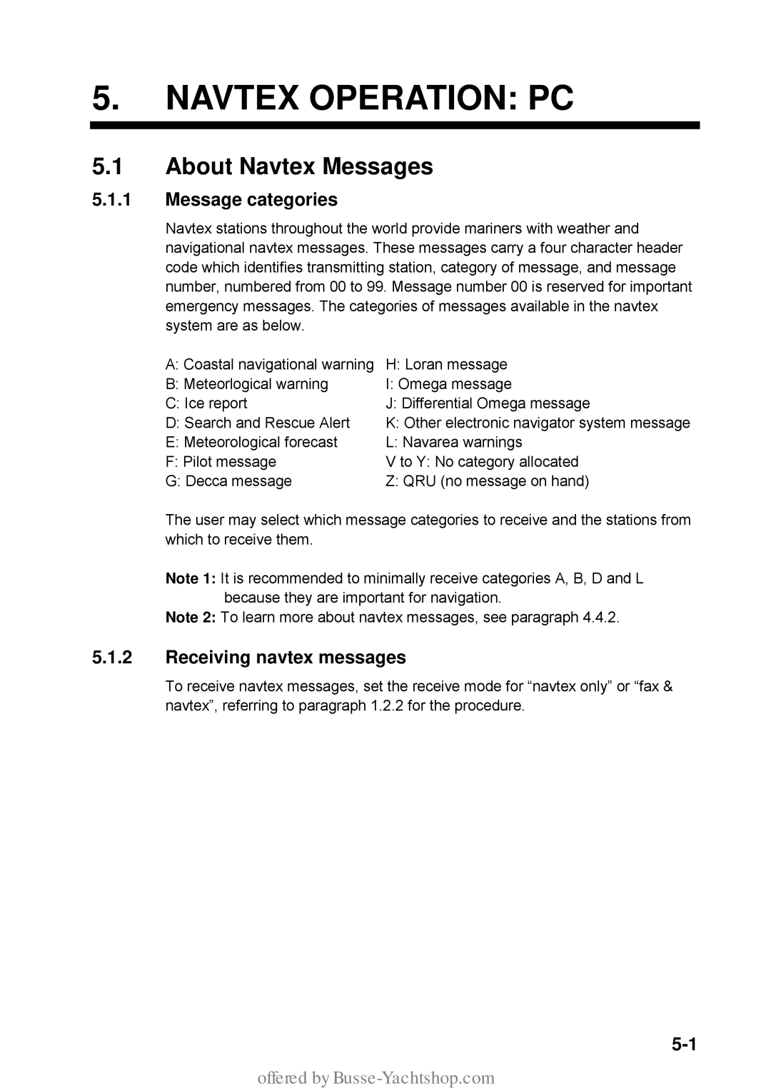 Furuno FAX-30 manual Navtex Operation PC, About Navtex Messages 