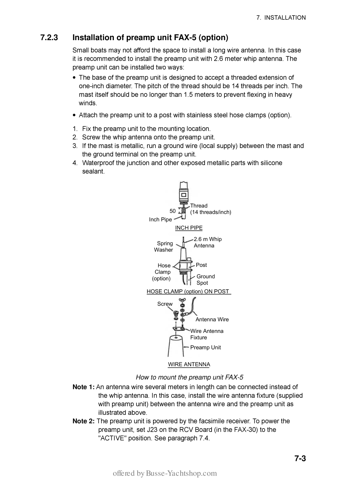 Furuno FAX-30 manual Installation of preamp unit FAX-5 option, How to mount the preamp unit FAX-5 