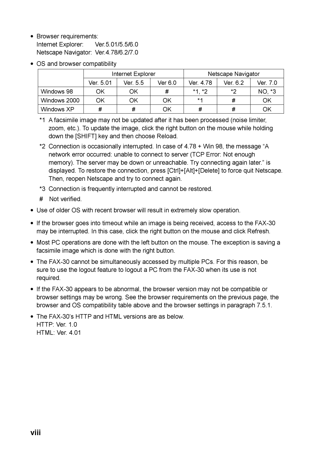 Furuno FAX-30 manual Viii 