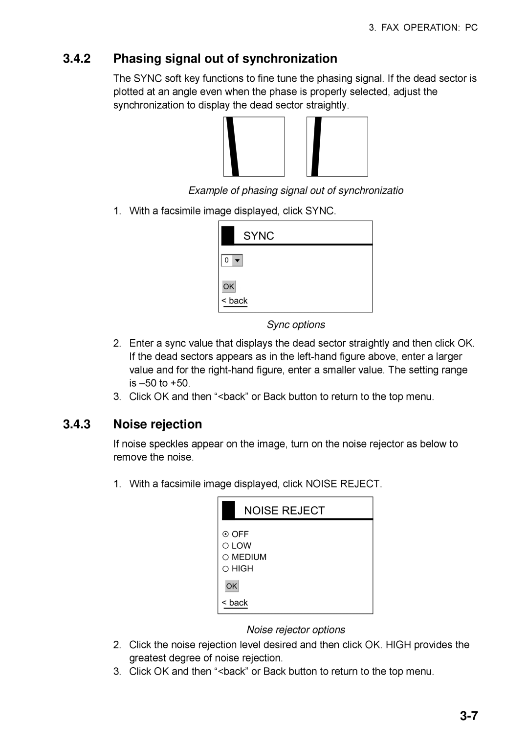 Furuno FAX-30 manual Example of phasing signal out of synchronizatio, Sync options 